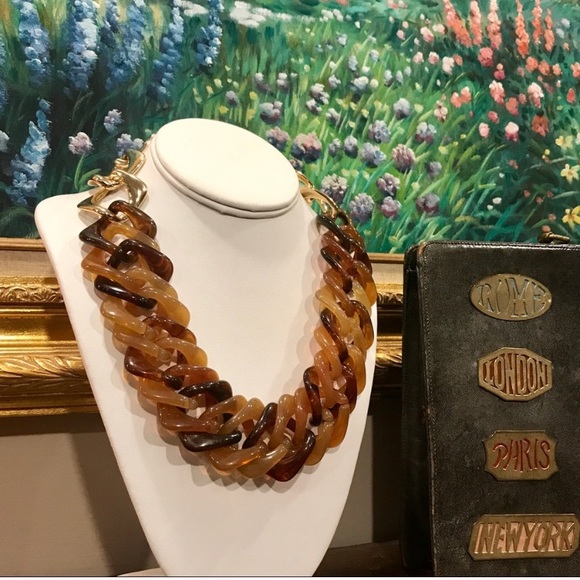 Vintage Jewelry - Chunky Acrylic Chainlink Statement Collar